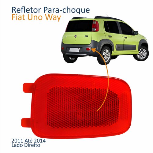 Refletor Traseiro Parachoque Fiat Uno Way 2011 2012 2013 2014 Lado Direito Passageiro