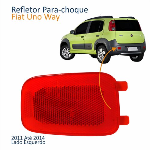 Refletor Traseiro Parachoque Fiat Uno Way 2011 2012 2013 2014 Lado Esquerdo Motorista