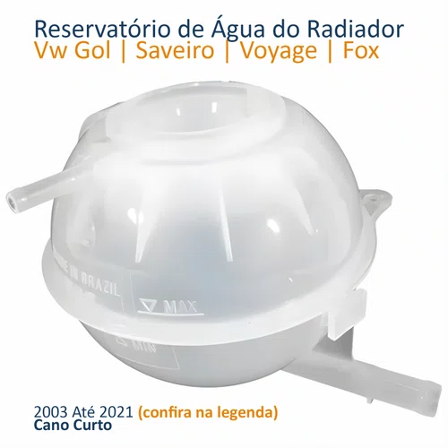 Reservatório Água Radiador Vw Gol Saveiro Voyage 2009 Até 2021 Fox 2003 Até 2020 Cano Curto