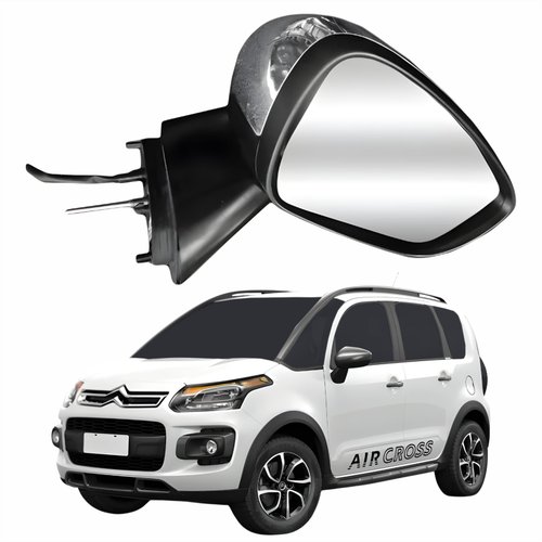 Retrovisor Citroen Aircross 2011 2012 2013 2014 2015 Elétrico Capa Cromada Com Sensor De Temperatura Lado Esquerdo Motorista