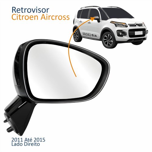 Retrovisor Citroen Aircross 2011 2012 2013 2014 2015 Elétrico Com Capa Primer Lado Direito Passageiro
