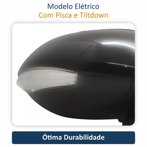 Retrovisor Fiat Idea 2014 Até 2016 Elétrico Com Pisca e Tiltdown METAGAL Lado Direito Passageiro