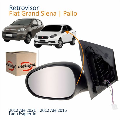 Retrovisor Fiat Grand Siena 2012 Até 2021 Palio 2012 Até 2016 Elétrico Lado Esquerdo Motorista Original