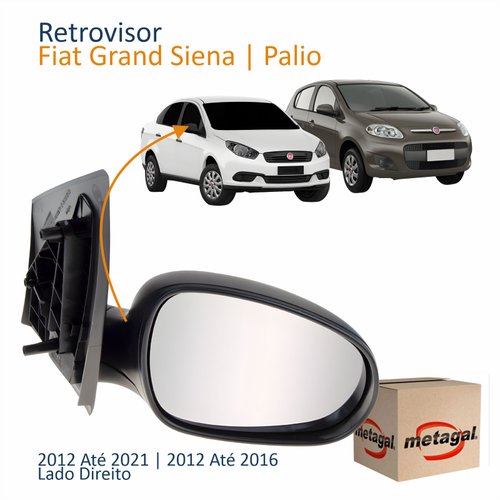 Retrovisor Fiat Grand Siena 2012 Até 2021 Palio 2012 Até 2016 Sem Controle Lado Direito Passageiro Original