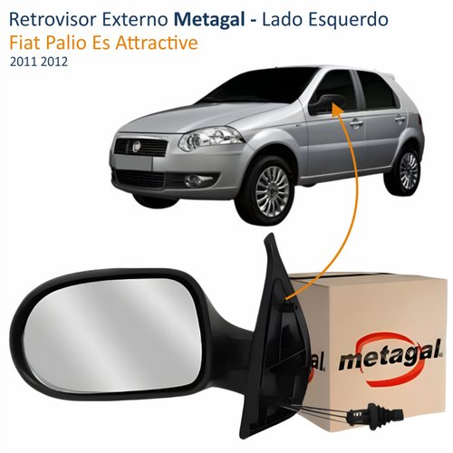 Retrovisor Fiat Palio Es Attractive 2011 2012 4 Portas Com Controle METAGAL Lado Esquerdo Motorista