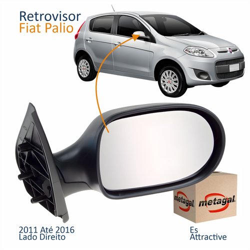Retrovisor Fiat Palio Es Attractive 2011 Até 2016 4 Portas Sem Controle Lado Direito Passageiro Original