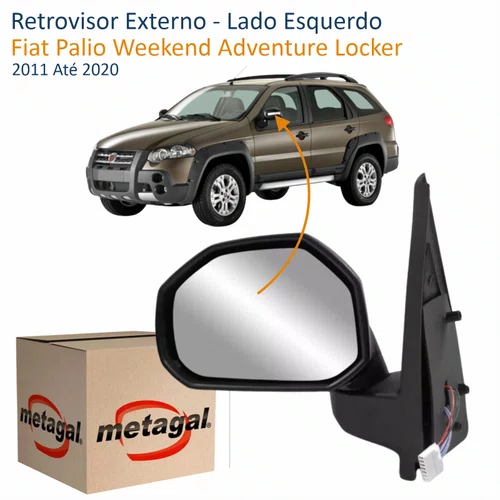 Retrovisor Fiat Palio Weekend Adventure Locker 2011 Até 2020 Elétrico Com Pisca Lado Esquerdo Motorista