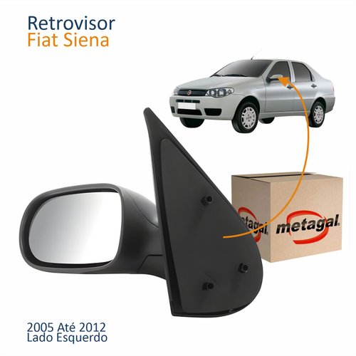 Retrovisor Fiat Siena 2005 Até 2012 4 Portas Sem Controle Lado Esquerdo Motorista