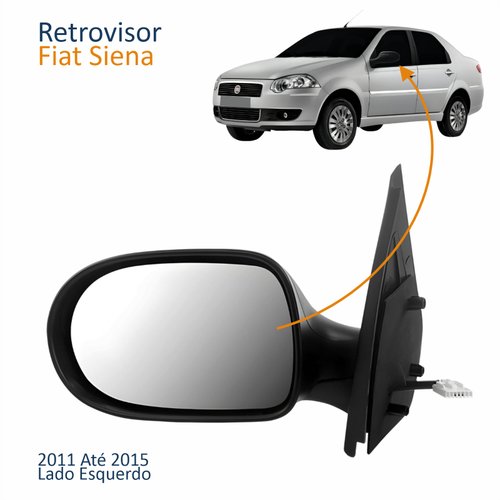 Retrovisor Fiat Siena Atractive 4 Portas 2011 Até 2015 Elétrico Lado Esquerdo Motorista