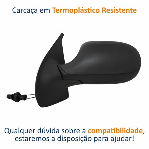 Retrovisor Fiat Siena Es Attractive 2011 2012 4 Portas Com Controle METAGAL Lado Esquerdo Motorista