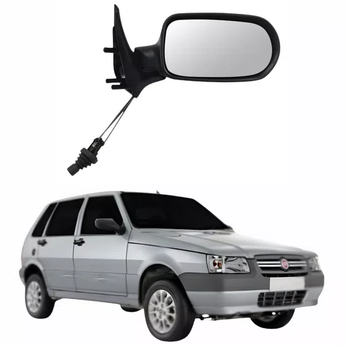 Retrovisor Fiat Uno Economy 2009 Até 2012 4 Portas Com Controle Lado Direito Passageiro