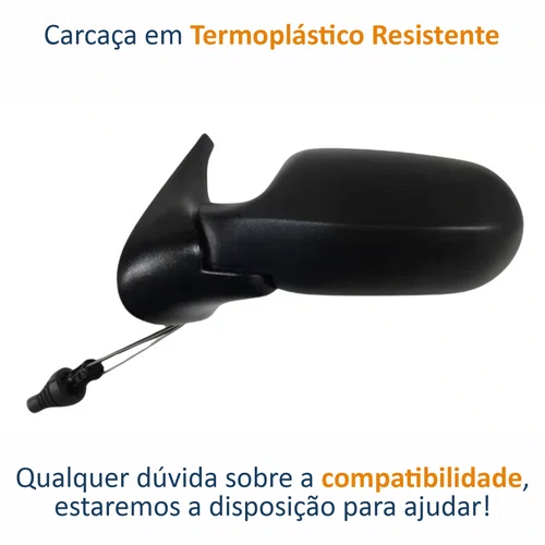 Retrovisor Fiat Uno Economy 2009 Até 2012 4 Portas Com Controle Lado Esquerdo Motorista
