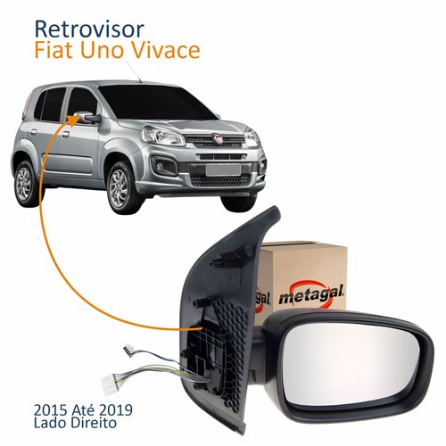 Retrovisor Fiat Uno Vivace 2015 Até 2019 4 Portas Elétrico Com Pisca Lado Direito Passageiro Original