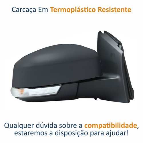 Retrovisor Ford Focus 2014 Até 2016 Com Pisca Elétrico e Luz de Solo Lado Direito Passageiro