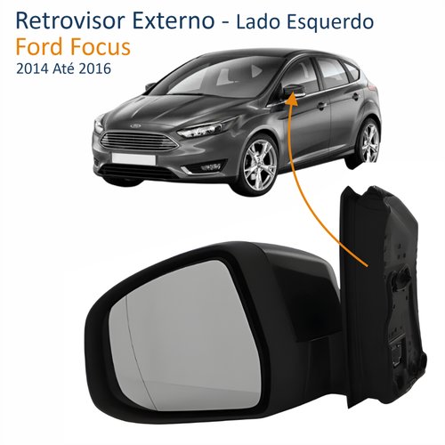 Retrovisor Ford Focus 2014 Até 2016 Com Pisca Elétrico e Luz de Solo Lado Esquerdo Motorista