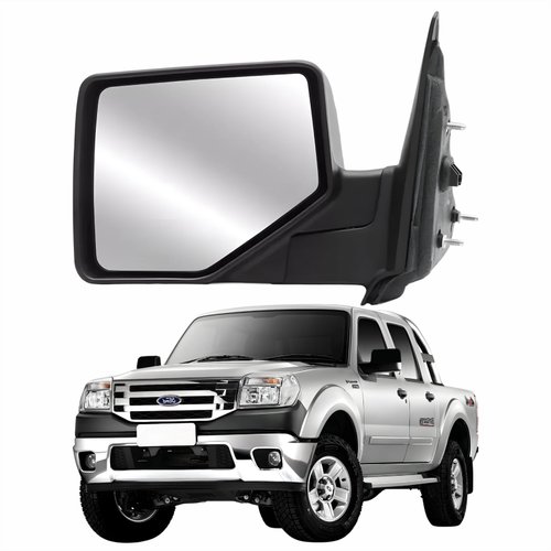 Retrovisor Ford Ranger 2010 2011 2012 Elétrico Com Capa Fixa Preta Lado Esquerdo Motorista