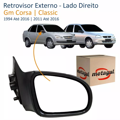 Retrovisor Gm Corsa 1994 Até 2016 Classic 2011 Até 2016 2 4 Portas Sem Controle Lado Direito Passageiro