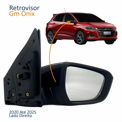 Retrovisor Gm Onix 2020 Até 2025 Elétrico Com 3 Fios Lado Direito Passageiro