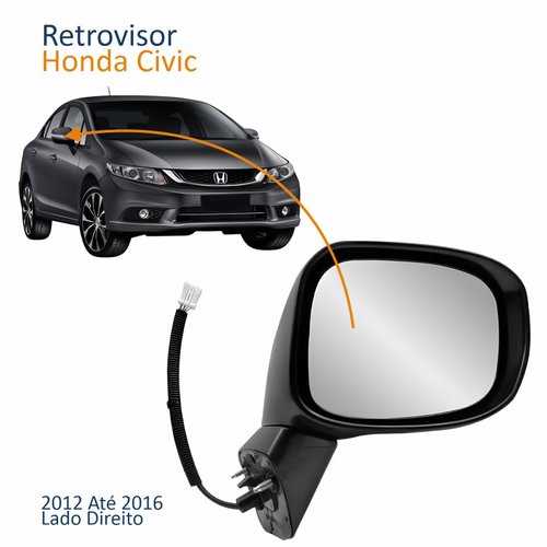 Retrovisor Honda Civic 2012 Até 2016 Elétrico Com Pisca Lado Direito Passageiro