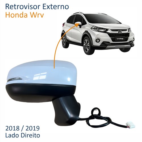 Retrovisor Honda Wrv 2018 2019 Elétrico Com Pisca 5 Fios Lado Direito Passageiro