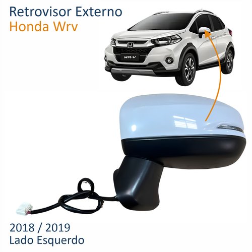 Retrovisor Honda Wrv 2018 2019 Elétrico Com Pisca 5 Fios Lado Esquerdo Motorista