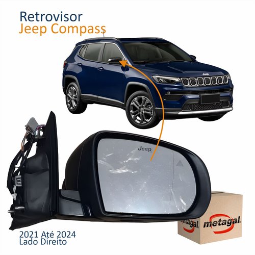 Retrovisor Jeep Compass 2021 2022 2023 2024 Elétrico Com Pisca Texturizado Lado Direito Passageiro Original