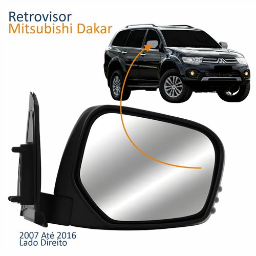Retrovisor Mitsubishi Dakar 2007 Até 2016 Elétrico Capa Cromada Lado Direito Passageiro