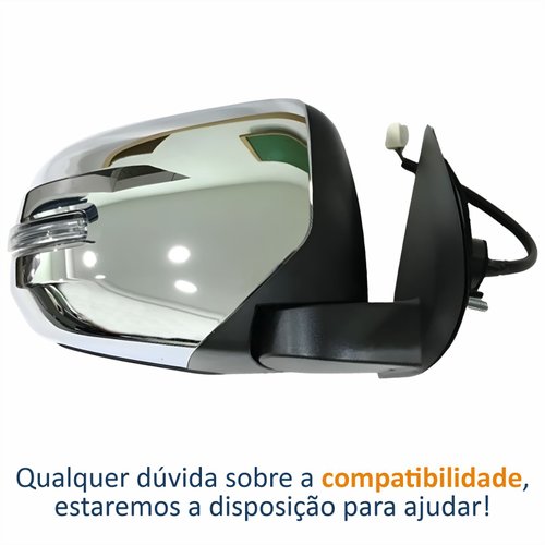 Retrovisor Mitsubishi L200 Triton 2017 2018 2019 2020 Elétrico Com Pisca Capa Cromada Retrátil Lado Direito Passageiro