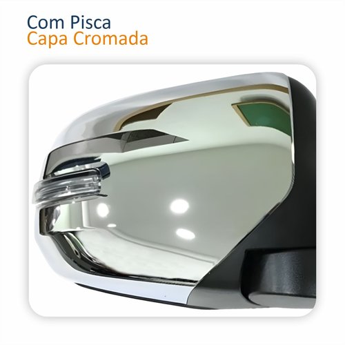 Retrovisor Mitsubishi L200 Triton 2017 2018 2019 2020 Elétrico Com Pisca Capa Cromada Retrátil Lado Direito Passageiro