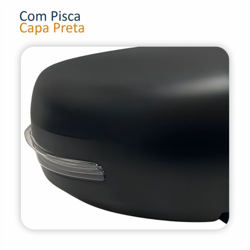 Retrovisor Mitsubishi L200 Triton 2017 2018 2019 2020 Elétrico Com Pisca Capa Preta Retrátil Lado Direito Passageiro