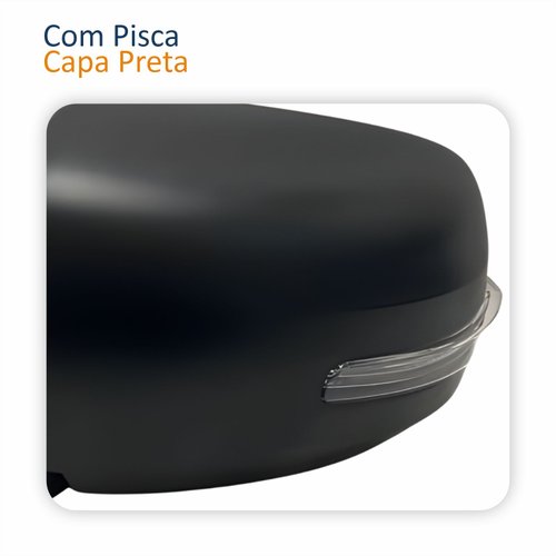 Retrovisor Mitsubishi L200 Triton 2017 2018 2019 2020 Elétrico Com Pisca Capa Preta Retrátil Lado Esquerdo Motorista