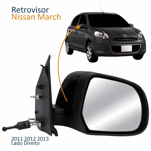 Retrovisor Nissan March 2011 2012 2013 Com Controle Lado Direito Passageiro