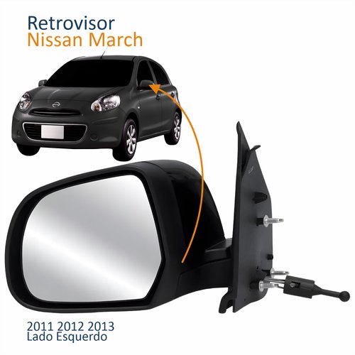 Retrovisor Nissan March 2011 2012 2013 Com Controle Lado Esquerdo Motorista