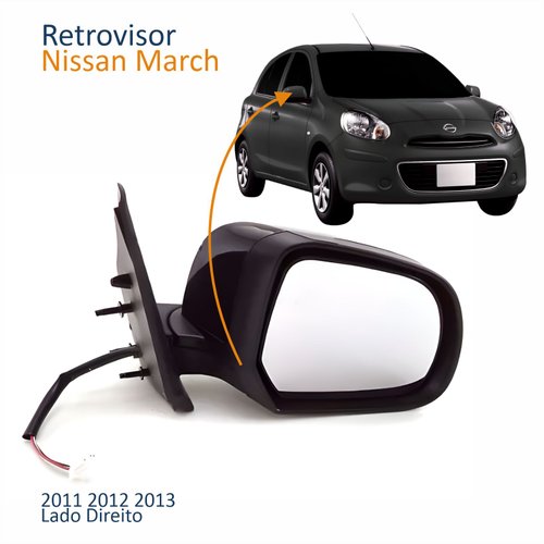 Retrovisor Nissan March 2011 2012 2013 Elétrico Lado Direito Passageiro