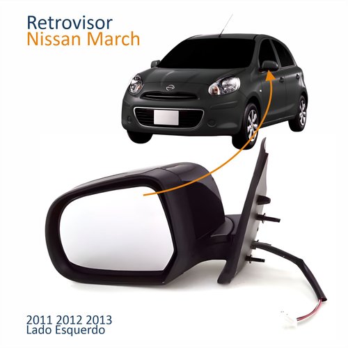 Retrovisor Nissan March 2011 2012 2013 Elétrico Lado Esquerdo Motorista