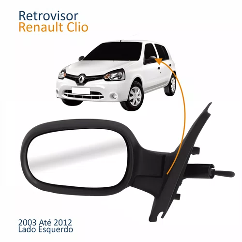 Retrovisor Renault Clio 2003 Até 2012 Com Controle Capa Texturizada Lado Esquerdo Motorista