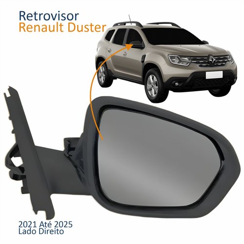 Retrovisor Renault Duster 2021 2022 2023 2024 2025 Com Controle Sensor Temperatura Lado Direito Passageiro