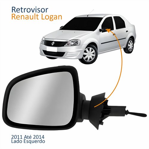 Retrovisor Renault Logan 2011 2012 2013 2014 Com Controle Capa Primer Lado Esquerdo Motorista