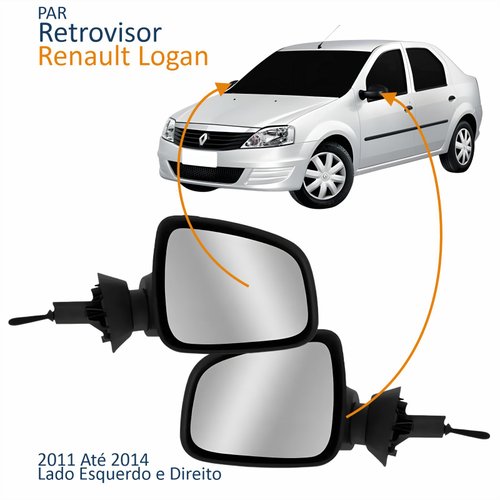 Par Retrovisor Renault Logan 2011 2012 2013 2014 Com Controle Capa Primer