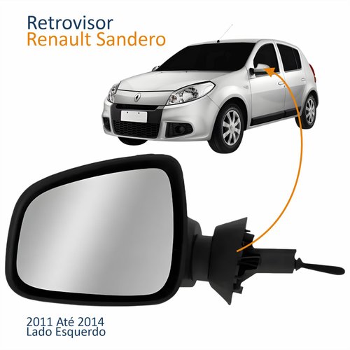Retrovisor Renault Sandero 2011 2012 2013 2014 Com Controle Capa Primer Lado Esquerdo Motorista