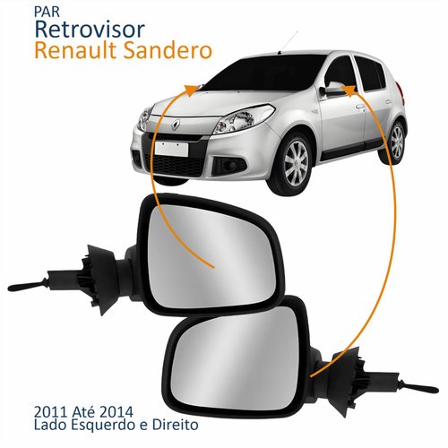 Par Retrovisor Renault Sandero 2011 2012 2013 2014 Com Controle Capa Primer