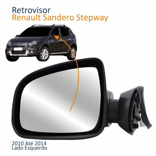 Retrovisor Renault Sandero Stepway 2010 2011 2012 2013 2014 Elétrico Lado Esquerdo Motorista