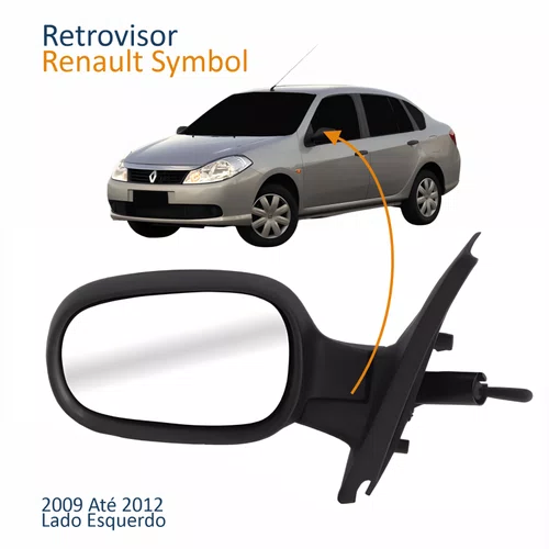 Retrovisor Renault Symbol 2009 Até 2012 Com Controle Capa Texturizada Lado Direito Passageiro