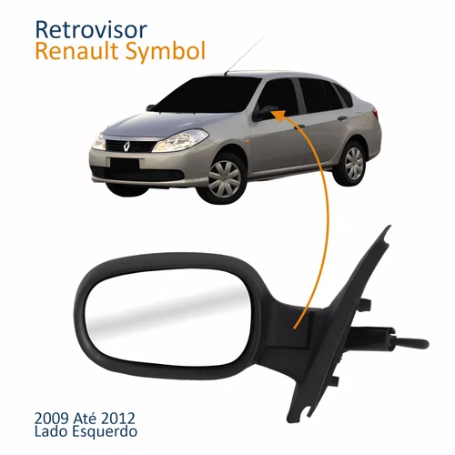 Retrovisor Renault Symbol 2009 Até 2012 Com Controle Lado Esquerdo Motorista