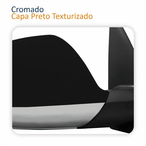 Retrovisor Vw Amarok 2017 Até 2024 Elétrico Cromado Com Aquecimento Capa Preto Texturizado Lado Direito Passageiro