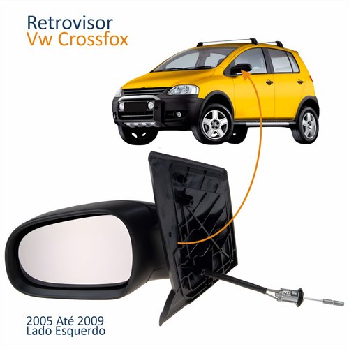 Retrovisor Vw Crossfox 2005 2006 2007 2008 2009 Com Controle Lado Esquerdo Motorista Original