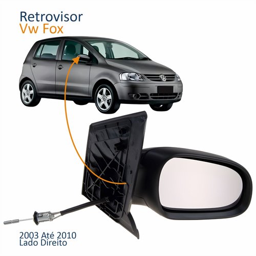 Retrovisor Vw Fox 2003 Até 2010 Com Controle Lado Direito Passageiro