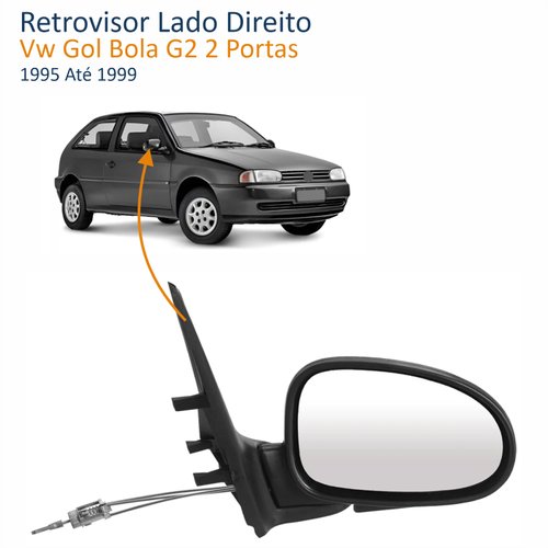 Retrovisor Vw Gol Bola G2 2 Portas 1995 Até 1999 Com Controle Lado Direito Passageiro