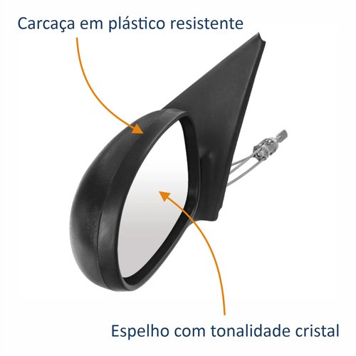 Retrovisor Vw Gol Bola G2 2 Portas 1995 Até 1999 Com Controle Lado Esquerdo Motorista