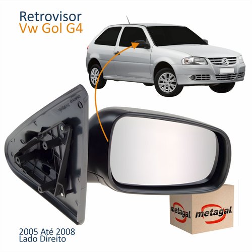 Retrovisor Vw Gol G4 2005 Até 2008 2 Portas Sem Controle Lado Direito Passageiro Original